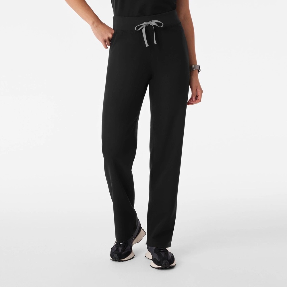 Figs Women's Black Scrub Pants with Gray Drawstring